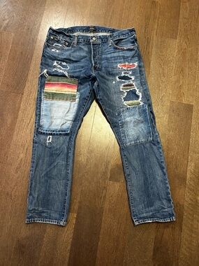 Polo Ralph Lauren Varick Slim Straight Patchwork Jeans